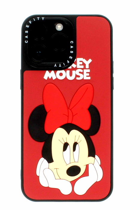 Apple iPhone 13 Pro Kırmızı Baskılı ve Kabartmalı Kılıf Micky Mouse - 2