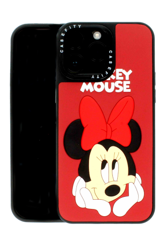 Apple iPhone 13 Pro Kırmızı Baskılı ve Kabartmalı Kılıf Micky Mouse 