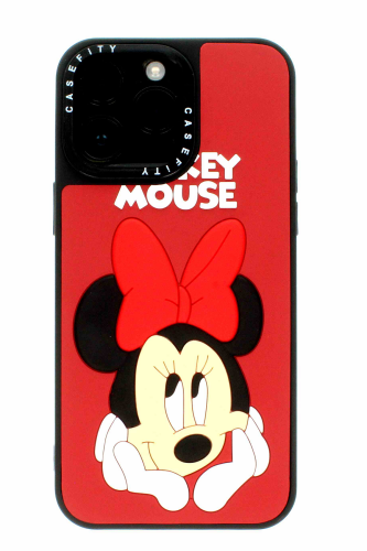 Apple iPhone 14 Pro Kırmızı Kabartmalı Kılıf Micky Mouse - 2