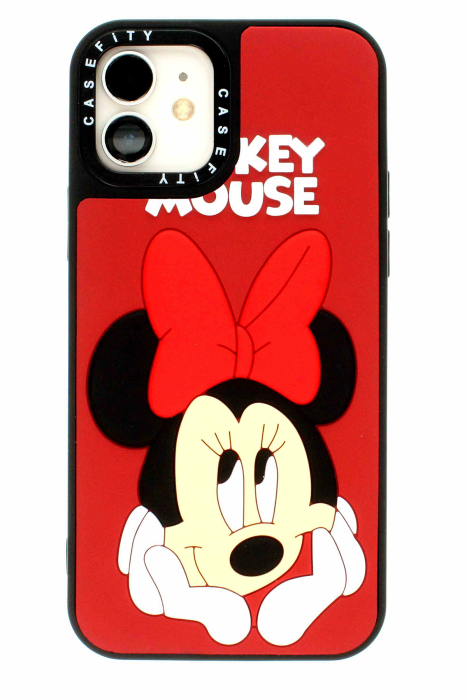 Apple iPhone 11 Kırmızı Kabartmalı Kılıf Micky Mouse - 2