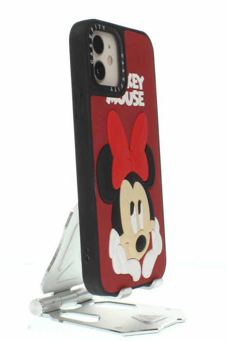 Apple iPhone 11 Kırmızı Kabartmalı Kılıf Micky Mouse - 5