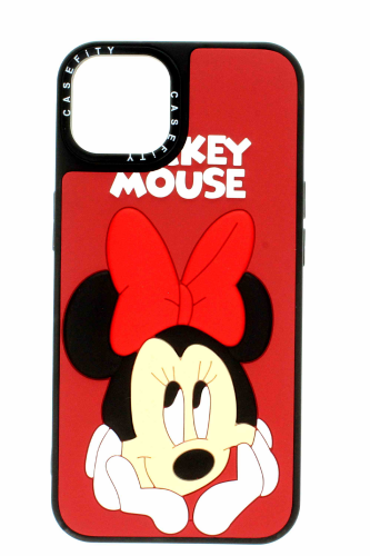 Apple iPhone 13 Kırmızı Kabartmalı Kılıf Micky Mouse - 3