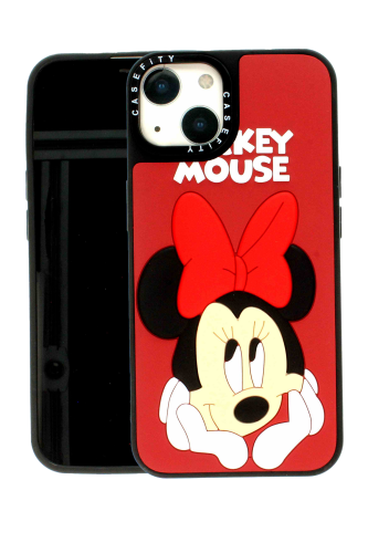 Apple iPhone 13 Kırmızı Kabartmalı Kılıf Micky Mouse 