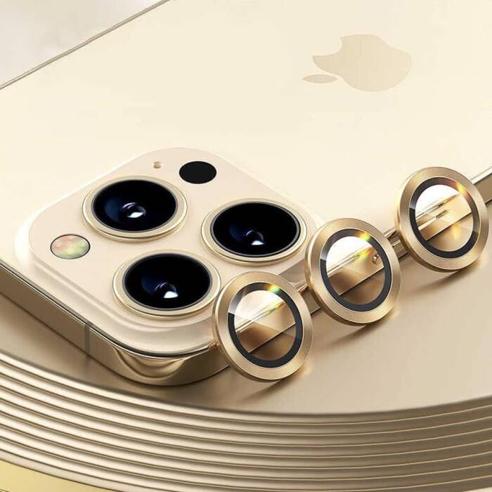 Apple iPhone 14 Pro Max Safir Lens Koruma Gold - 4