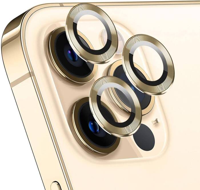 Apple iPhone 14 Pro Max Safir Lens Koruma Gold - 1