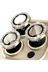 Apple iPhone 14 Pro Max Swarowski Gold Renk Kamera Lens Koruyucu 