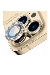 Apple iPhone 14 Pro Swarowski Gold Renk Kamera Lens Koruyucu - 2