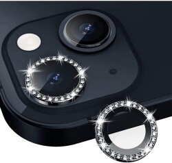 Apple iPhone 14 Swarowski Siyah Renks Kamera Lens Koruyucu 