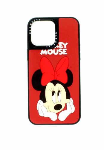 Apple iPhone 15 Kabartmalı Micky Mouse Desenli Kırmızı Telefon Kılıfı - 2