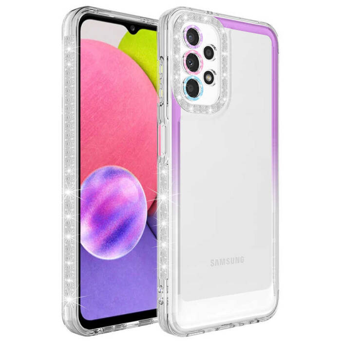 Galaxy A23 Kılıf Simli ve Renk Geçiş Tasarımlı Lens Korumalı Zore Park Kapak - 1